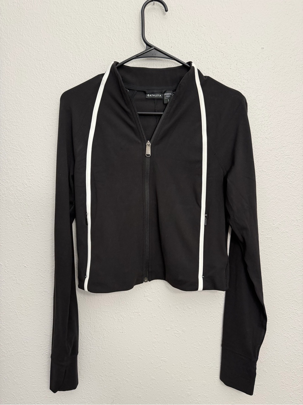 Athleta Salutation Crop Jacket Women S Black Full Zip Powervita Fabric NWOT